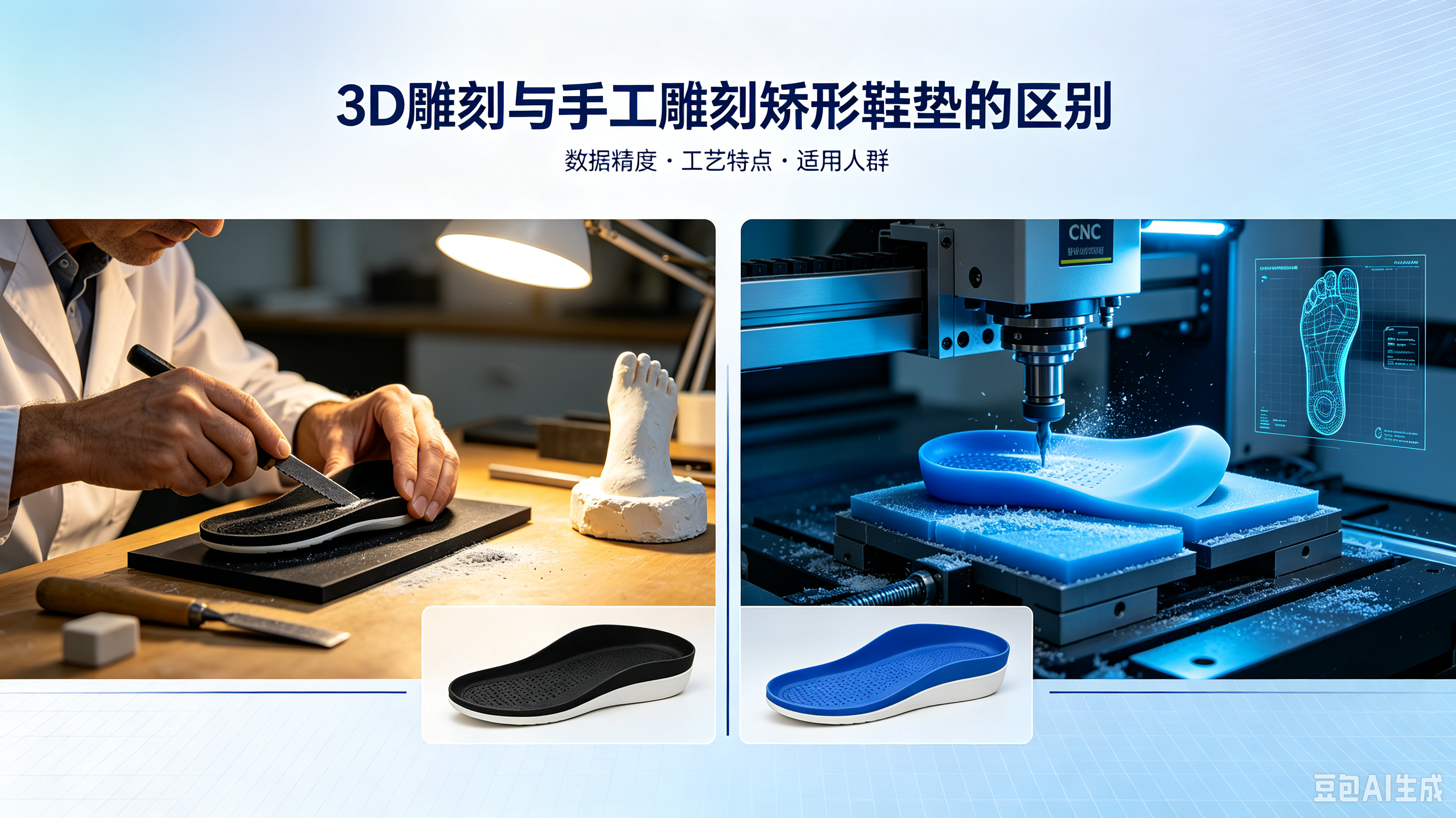 3D 雕刻与手工雕刻矫形鞋垫的区别
